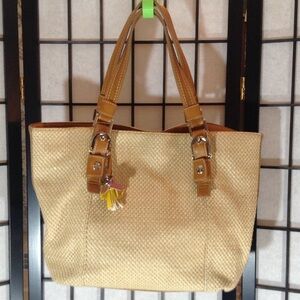 Relic faux straw tote